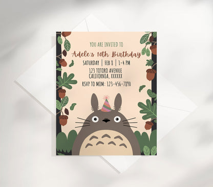 My Neighbor Totoro Birthday Editable Invitation