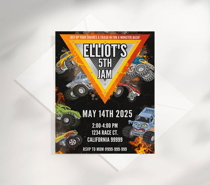 Monster Truck Birthday Monster Jam Editable Invitation