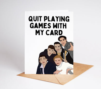 Experience pure nostalgia and send a heartfelt message with the Backstreet Boys Greeting Card. Featuring the iconic boy band, this card will bring joy and happiness to any fan. Show your love and appreciation with this unique greeting card.
