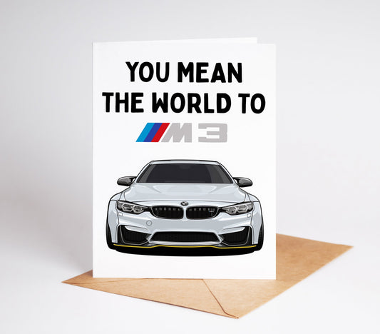 Express your passion for German engineering with our BMW M3 Love Card. Perfect for the auto enthusiast in your life, this premium card captures the sleek lines and powerful presence of the iconic M3.