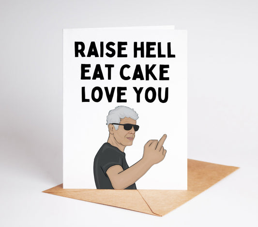 Celebrate your loved one's birthday with this Anthony Bourdain birthday card! Featuring the iconic chef and author, this card is the perfect way to show your admiration and share some culinary inspiration.