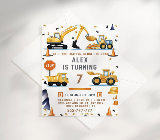 Make your little one's construction-themed party a hit with our Dump Truck Birthday Invitation Template. This eye-catching design features vibrant colors and playful graphics that will excite guests about the upcoming celebration.