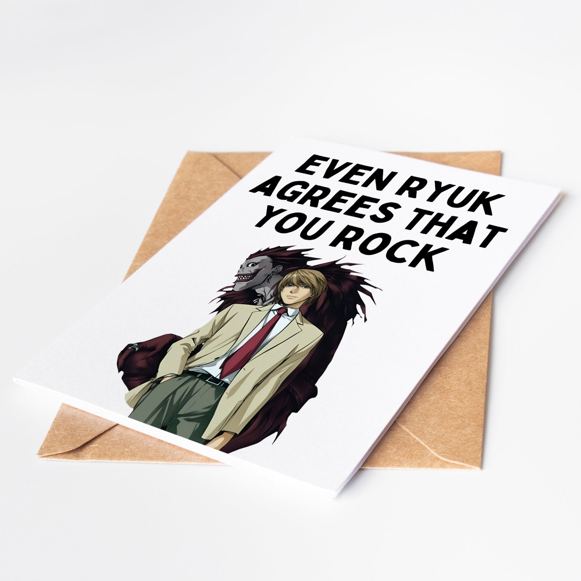 Give them a card that's more than just a greeting - Death Note Greeting Card adds a touch of mystery and intrigue to any special occasion. Perfect for fans of the popular anime, this card will make their day unforgettable. Perfect for birthdays, graduation, or any event.