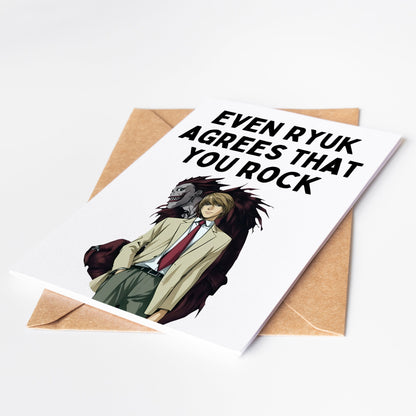 Give them a card that's more than just a greeting - Death Note Greeting Card adds a touch of mystery and intrigue to any special occasion. Perfect for fans of the popular anime, this card will make their day unforgettable. Perfect for birthdays, graduation, or any event.