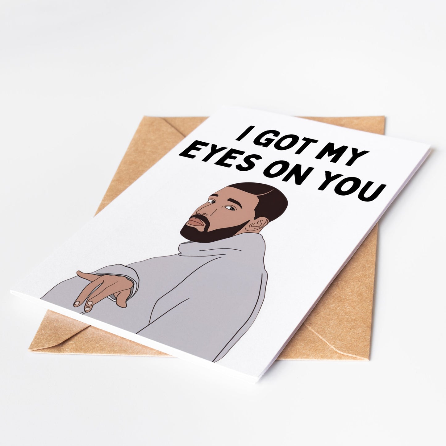 Send a heartfelt message with our Drake Greeting Card. Featuring a sleek design and quality paper, this card will bring a smile to anyone's face. Perfect for any occasion, show your love and appreciation with this thoughtful and stylish card.