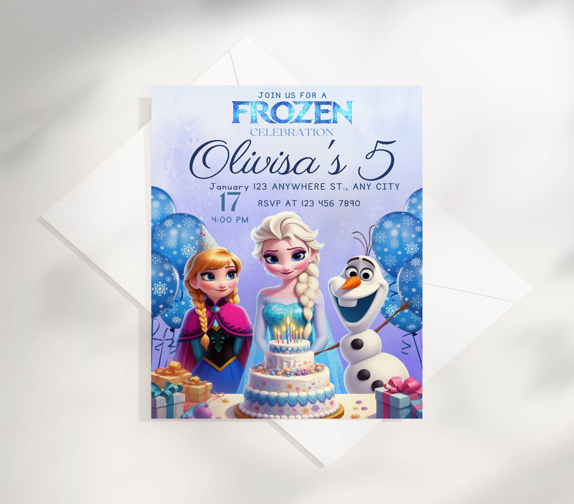Create a magical celebration with our Frozen Birthday Invitation Template. This enchanting design captures the wonder of winter wonderlands and beloved characters, making it irresistible to young fans.