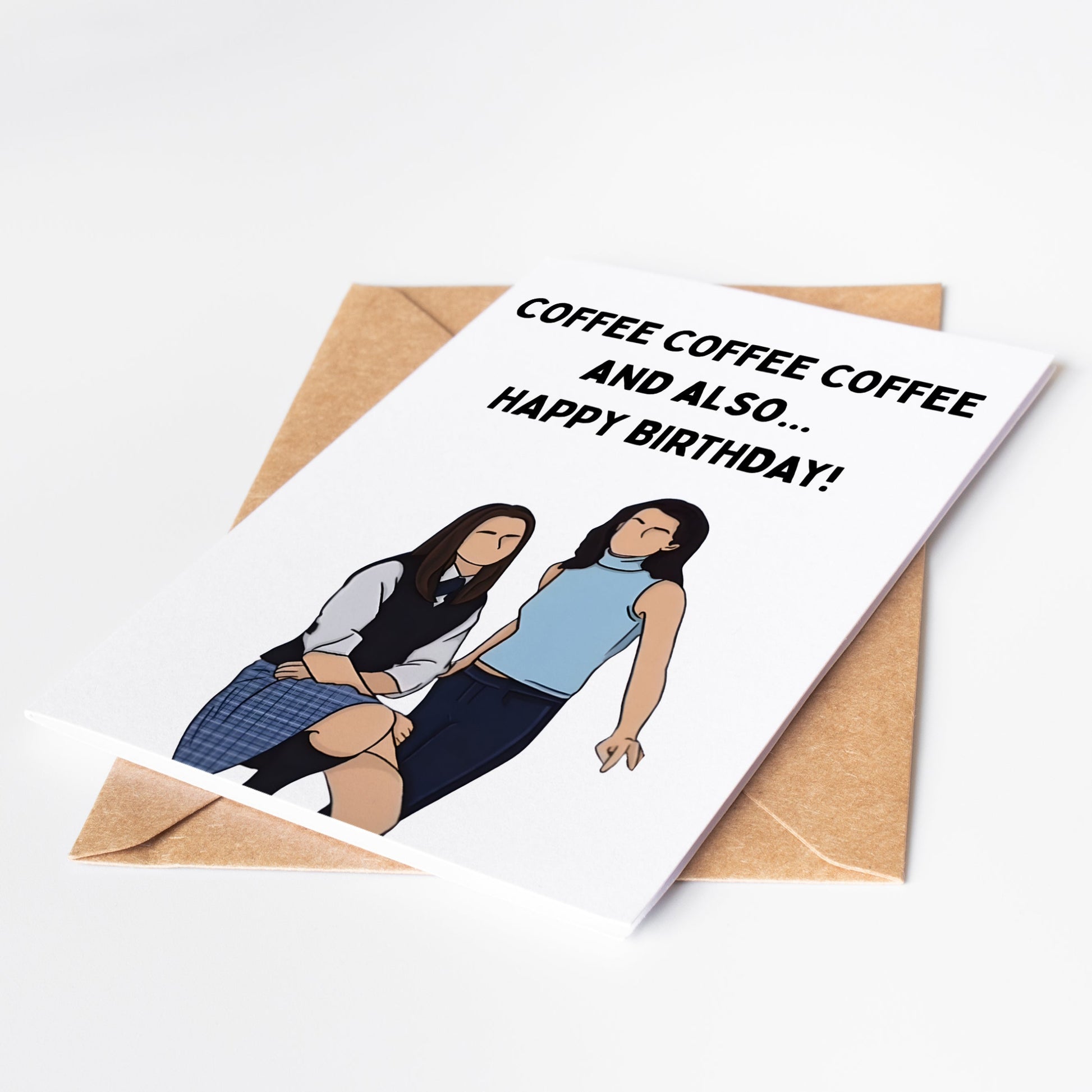 Experience the excitement of Stars Hollow with our Lorelai Gilmore Girls Birthday Card featuring the iconic "Coffee Coffee Coffee" quote. Share the love of coffee and Gilmore Girls with this perfect birthday card for any fan. Get ready to sip and celebrate!