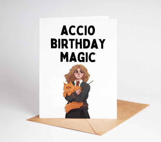 Celebrate a magical birthday with our Hermione Birthday Card! Featuring the iconic character from the beloved Harry Potter series, this card is the perfect way to show your love and appreciation. With a touch of wizardry, make their special day one to remember.