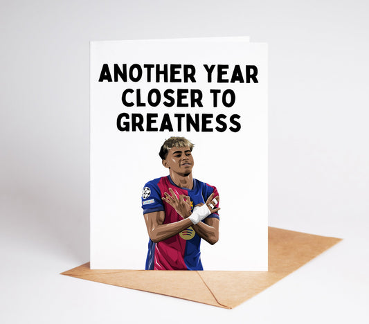 Celebrate someone's special day with a Lamine Yamal Birthday Card! This beautifully designed card is perfect for expressing your heartfelt wishes. Show your love and appreciation with this lovely card.
