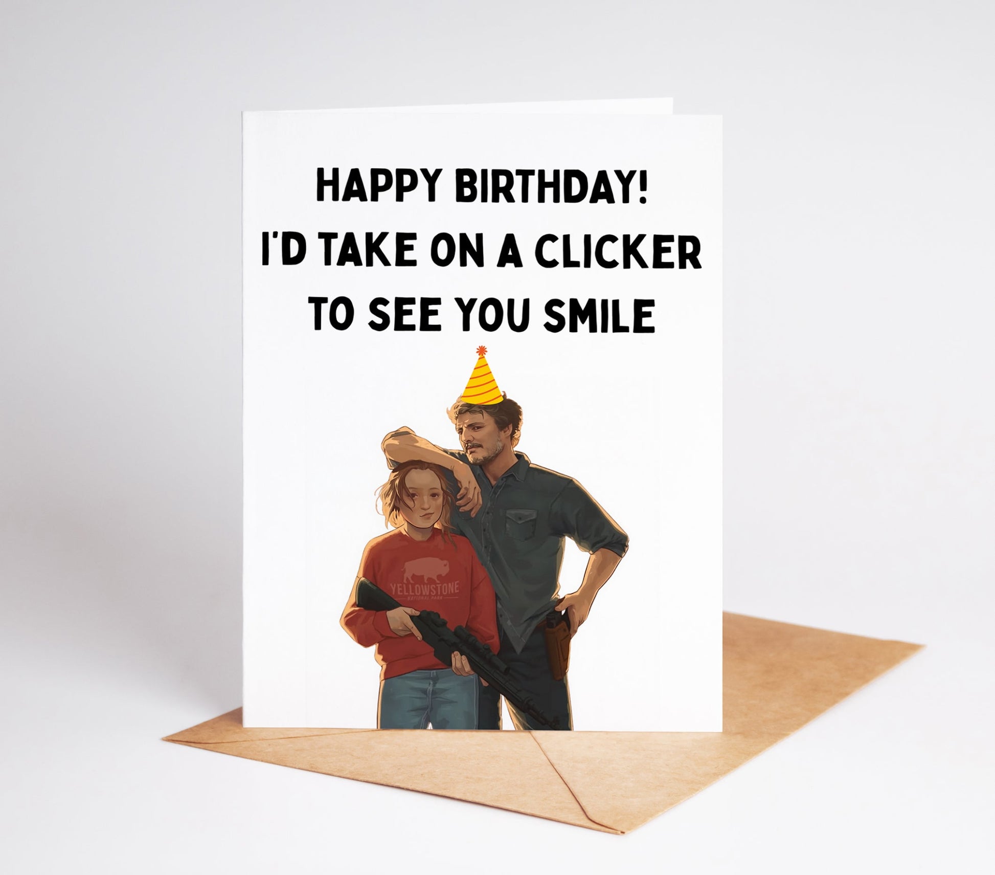 Celebrate with The Last of Us Birthday Card, featuring stunning artwork from the beloved video game. Perfect for fans of all ages, this card is a unique way to show your love and appreciation. Give the gift of adventure and emotion with this one-of-a-kind birthday card.