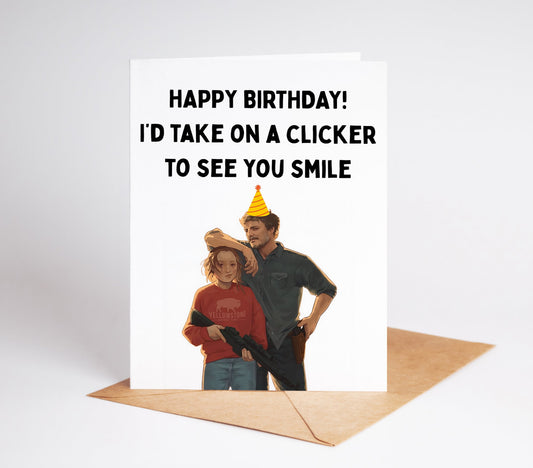 Celebrate with The Last of Us Birthday Card, featuring stunning artwork from the beloved video game. Perfect for fans of all ages, this card is a unique way to show your love and appreciation. Give the gift of adventure and emotion with this one-of-a-kind birthday card.