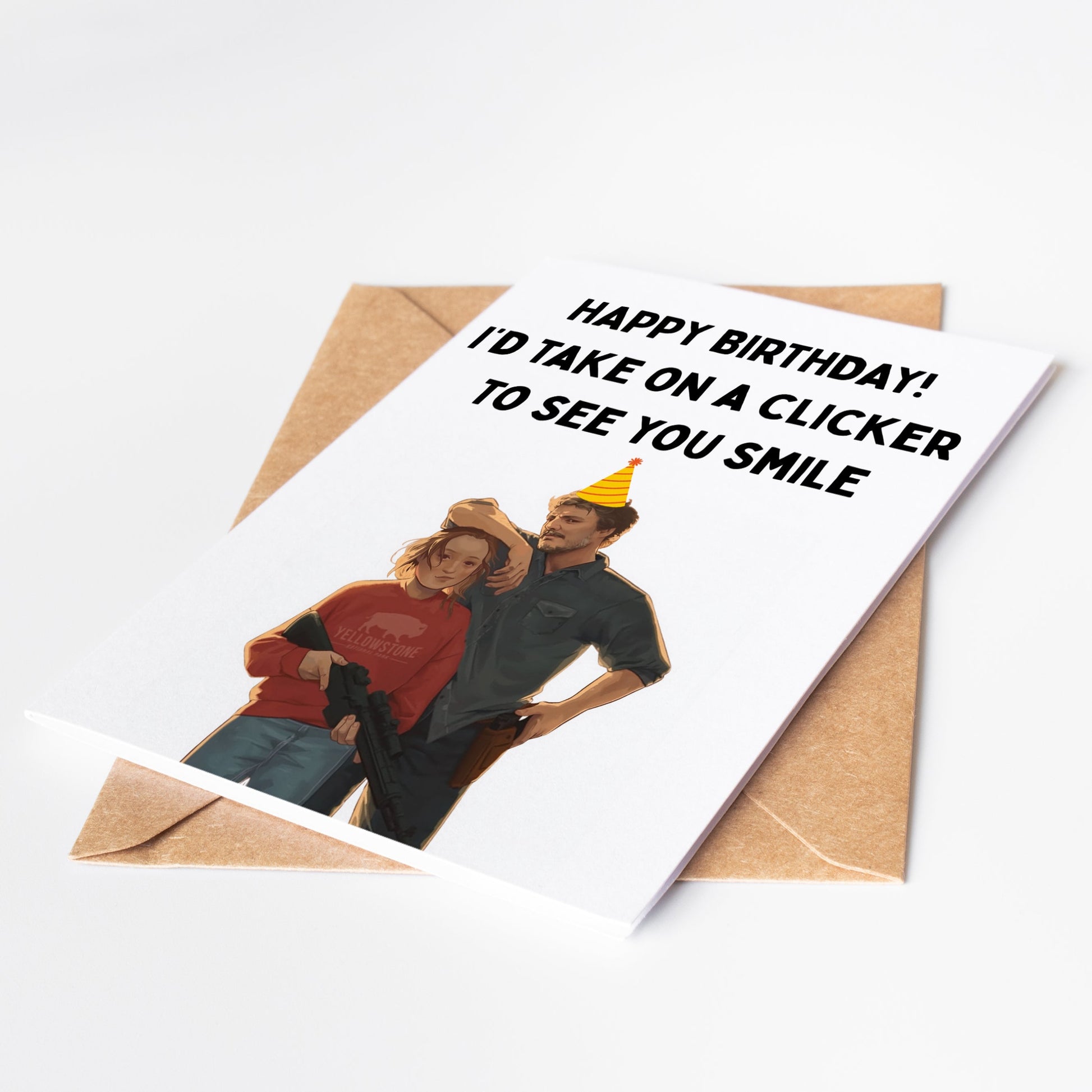Celebrate with The Last of Us Birthday Card, featuring stunning artwork from the beloved video game. Perfect for fans of all ages, this card is a unique way to show your love and appreciation. Give the gift of adventure and emotion with this one-of-a-kind birthday card.