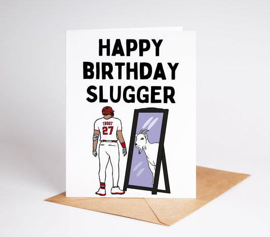 Celebrate your loved one's birthday with this special Mike Trout Baseball Birthday Card! Whether they are a die-hard baseball fan or just a fan of the legendary Mike Trout, this card is sure to bring a smile to their face.