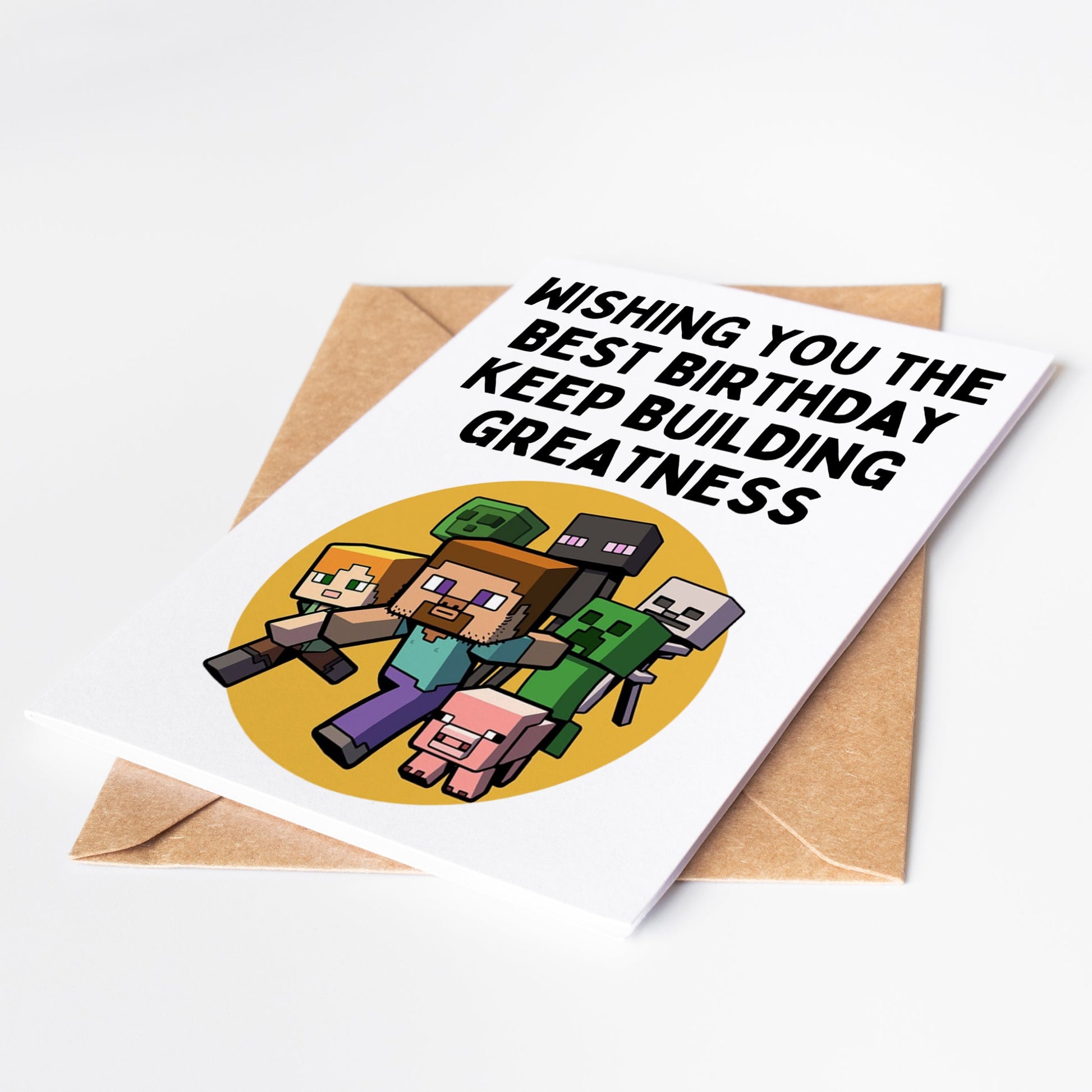 Celebrate a special occasion with the Minecraft Birthday Card! Featuring iconic characters and graphics from the popular video game, this card is the perfect way to show your love and appreciation for a fellow Minecraft fan.