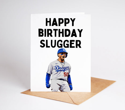 Celebrate a special birthday with our Mookie Betts Baseball Birthday Card! Featuring the talented Mookie Betts, this card is the perfect way to show your love for the game and your favorite player.