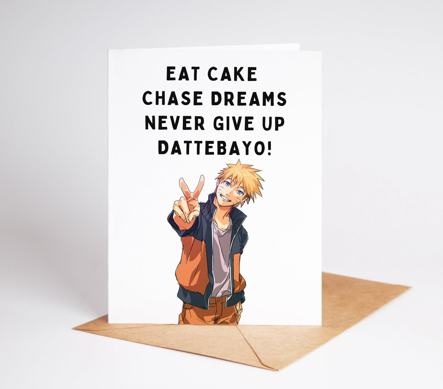Experience the excitement of Naruto with our Anime Birthday Card! Celebrate your loved one's special day with this dynamic and vibrant card. Perfect for any Naruto fan, this card is sure to bring joy and energy to any birthday celebration. Send your birthday wishes in style with the Naruto Anime Birthday Card!