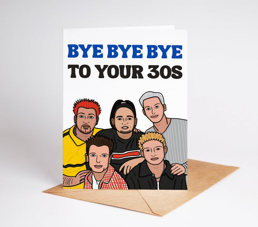 Celebrate your loved one's 40th birthday with this NSYNC themed birthday card! Featuring the iconic boy band and their hit songs, this card is sure to bring back nostalgic memories and make the recipient feel young and hip again. Perfect for any NSYNC fan, it's the ideal way to show your love and create a memorable birthday experience.