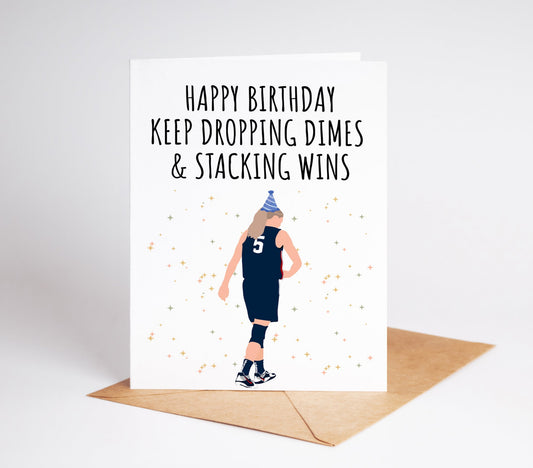 Celebrate your loved one's special day with our Paige Bueckers WNBA Birthday Card! Featuring the talented and inspirational player, this card is perfect for any WNBA fan. Show your support and make their birthday even more special with this unique card.