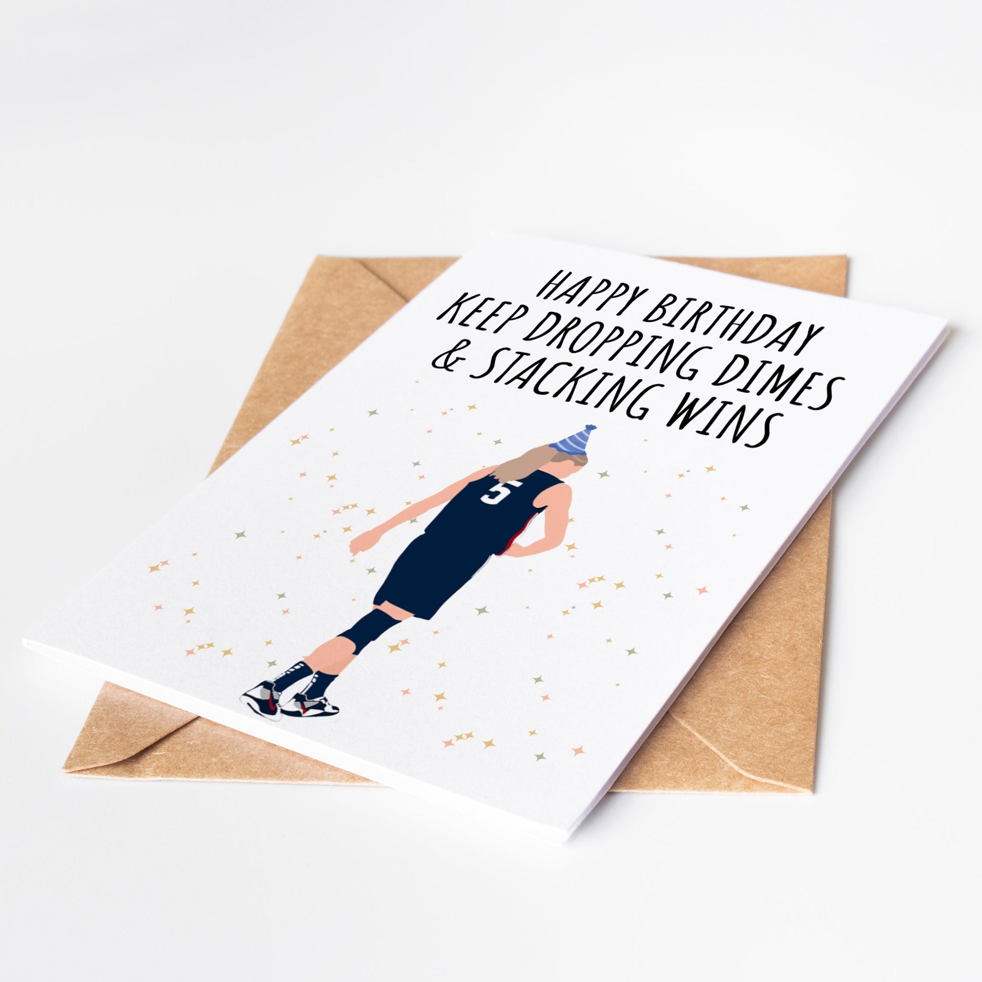 Celebrate your loved one's special day with our Paige Bueckers WNBA Birthday Card! Featuring the talented and inspirational player, this card is perfect for any WNBA fan. Show your support and make their birthday even more special with this unique card.