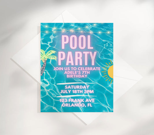 Make a splash with our Pool Party Invitation Template! Perfect for summer celebrations, this eye-catching design lets you easily customize details for your poolside gathering.