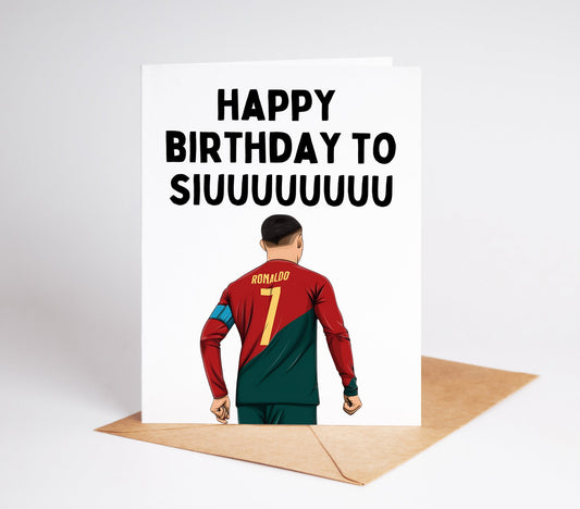 Celebrate the football legend's birthday with this exclusive Cristiano Ronaldo birthday card! With a stunning design and heartfelt message, this card is perfect for any fan. Show your love and admiration for the GOAT with this special birthday card.
