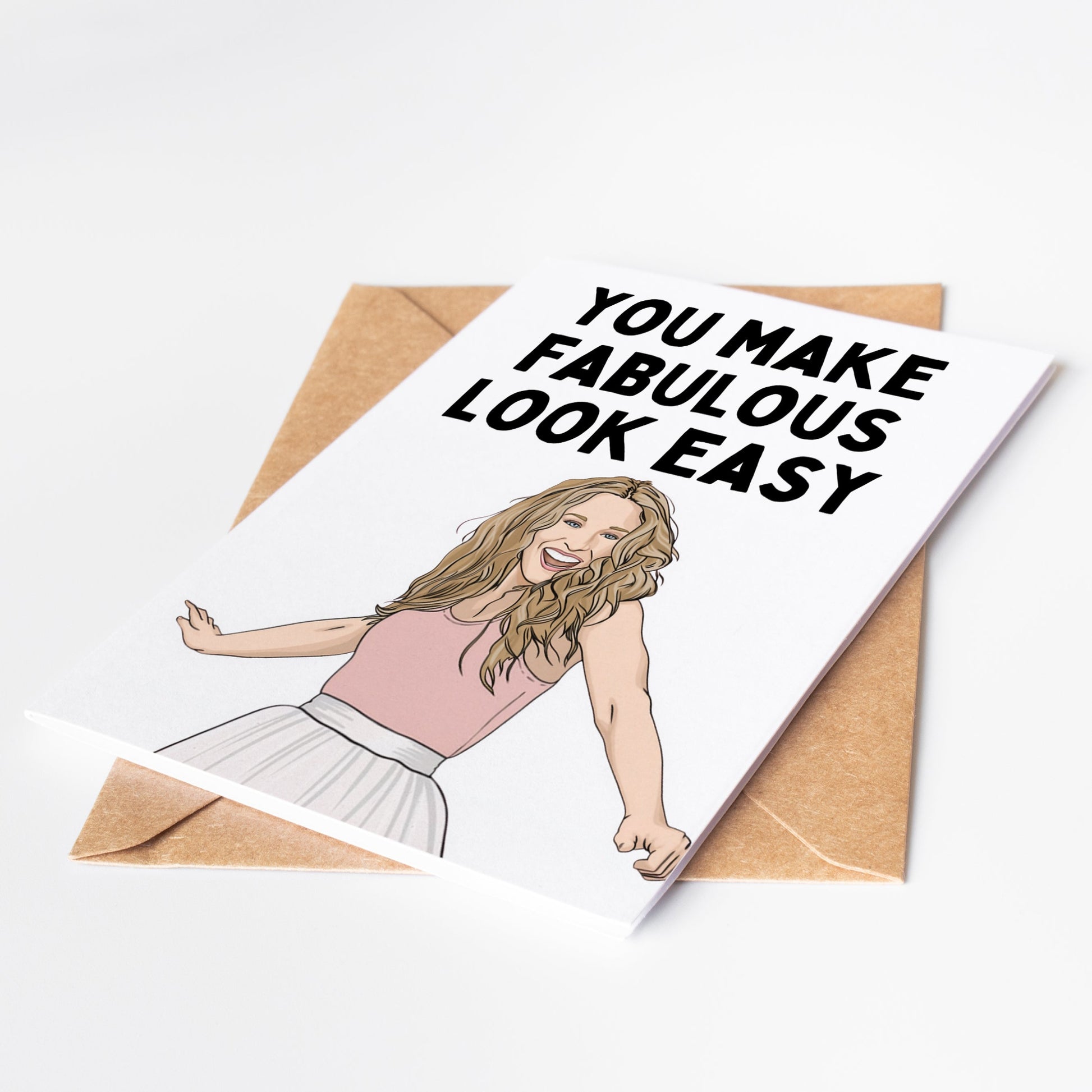 Experience the glamour and charm of Sarah Jessica Parker with this beautiful greeting card. Perfect for fans and fashionistas, this card features a stunning image of the beloved actress and encourages you to spread love and joy with your own personal message. Share the joy of Sarah Jessica Parker with someone special today!