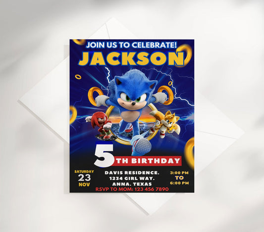 Celebrate your child's special day with our vibrant Sonic Birthday Invitation Template! Perfect for young fans of the speedy blue hedgehog, this eye-catching design will build excitement for the upcoming party.