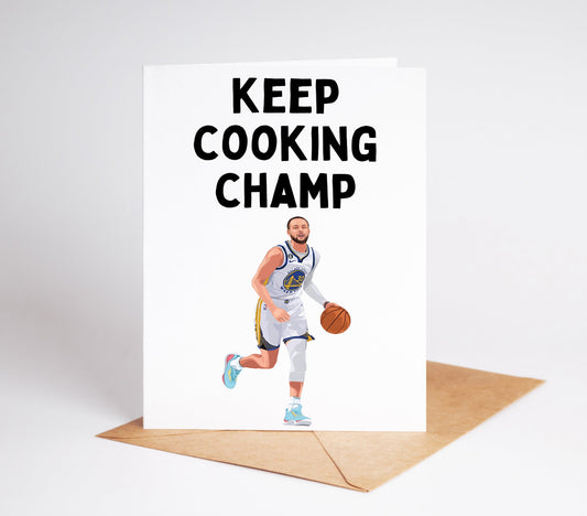 Celebrate special occasions with the Steph Curry Greeting Card. Perfect for birthdays, graduations, or as a love card, this card features the iconic basketball star and is sure to bring a smile to anyone's face.