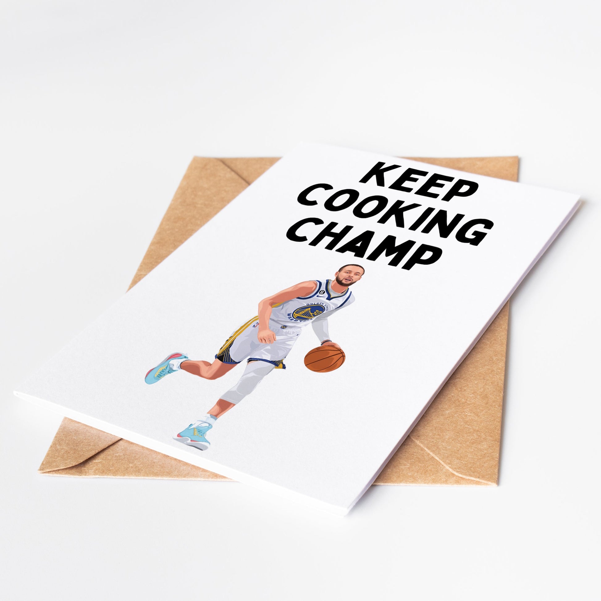 Celebrate special occasions with the Steph Curry Greeting Card. Perfect for birthdays, graduations, or as a love card, this card features the iconic basketball star and is sure to bring a smile to anyone's face.