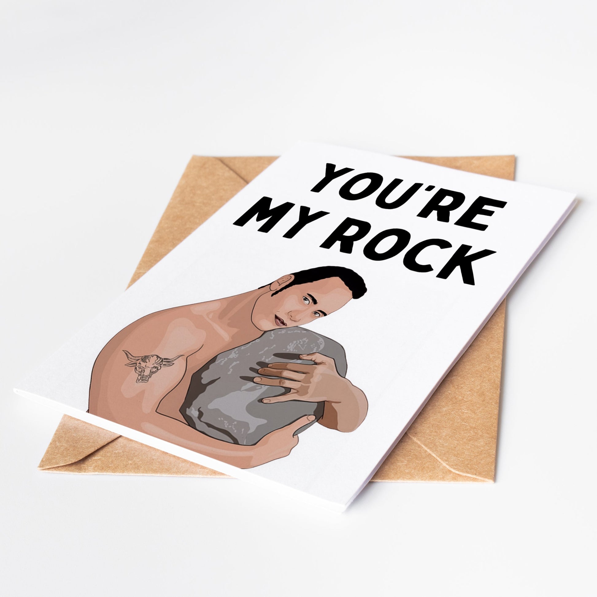 Celebrate any occasion with the ultimate card for fans of Dwayne "The Rock" Johnson. Featuring a bold and dynamic design, this greeting card is the perfect way to show your appreciation. The Rock's iconic image and message will surely make any recipient feel special and energized.