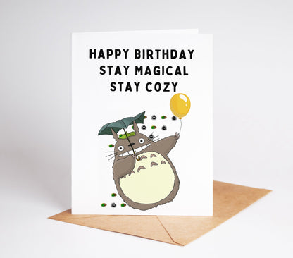 Celebrate with your friends and family in a heartwarming and magical way with our My Neighbor Totoro Birthday Card! Featuring the beloved characters from the iconic Studio Ghibli film, this card is perfect for fans of all ages.