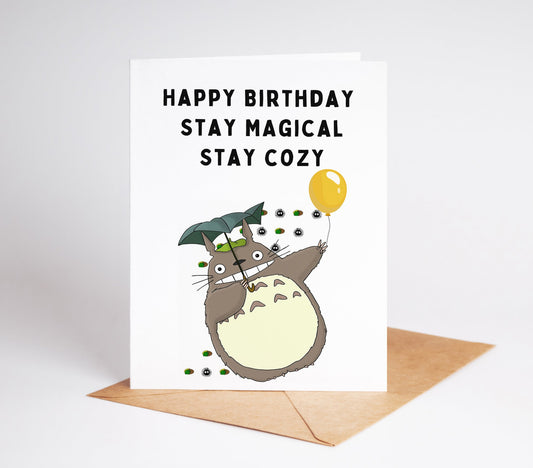 Celebrate with your friends and family in a heartwarming and magical way with our My Neighbor Totoro Birthday Card! Featuring the beloved characters from the iconic Studio Ghibli film, this card is perfect for fans of all ages.
