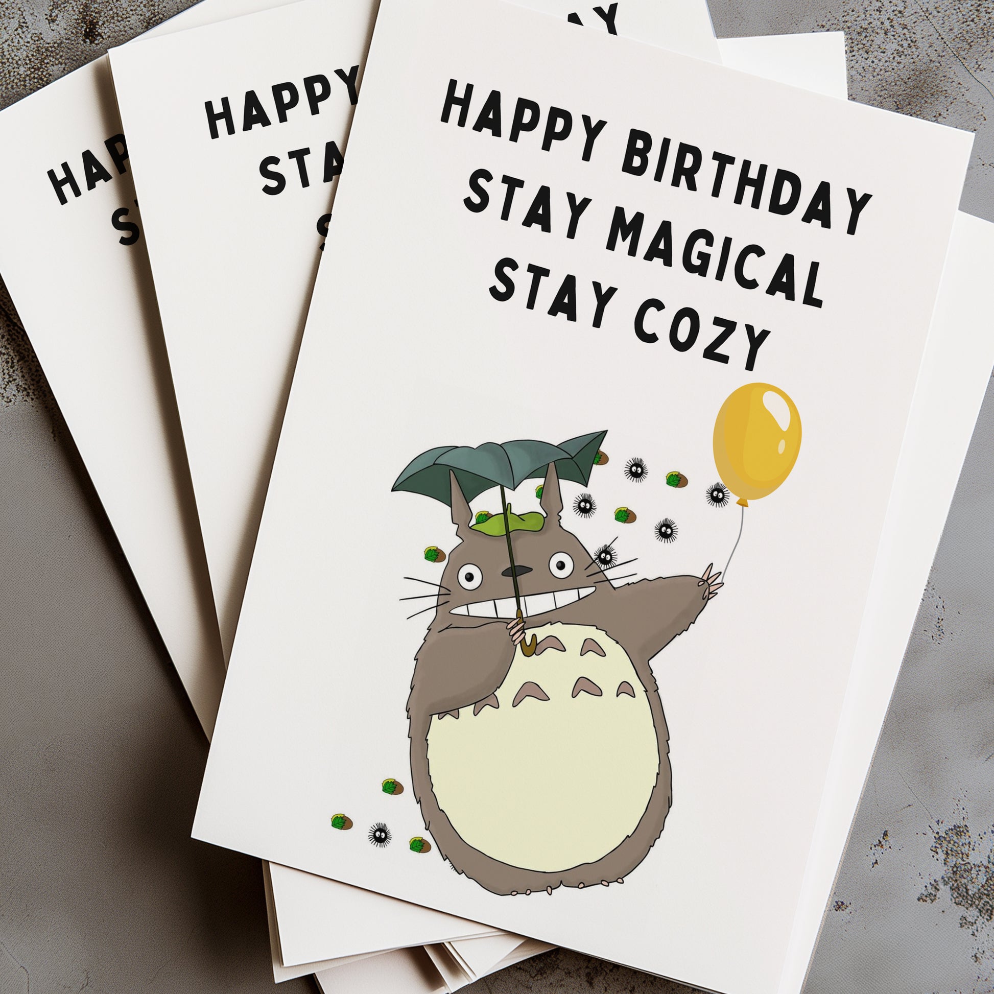 Celebrate with your friends and family in a heartwarming and magical way with our My Neighbor Totoro Birthday Card! Featuring the beloved characters from the iconic Studio Ghibli film, this card is perfect for fans of all ages.