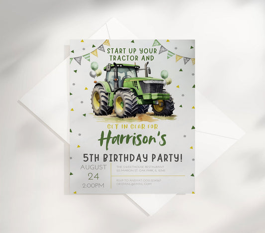 Invite little farmers to the ultimate birthday celebration with our Tractor Birthday Farm Vehicle Invitation Template! Perfect for tractor-loving kids, this eye-catching design features vibrant farm vehicles that will excite guests from the moment they receive it.