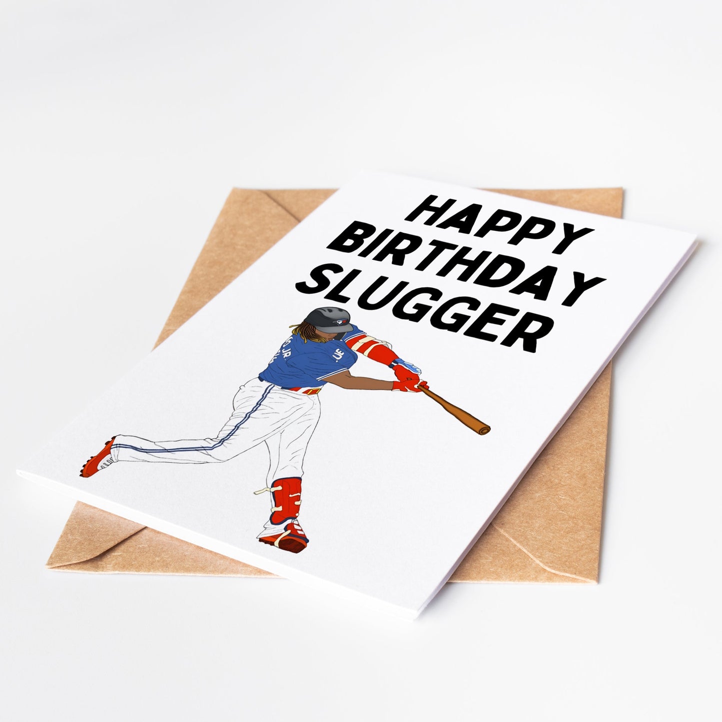 Celebrate your loved one's birthday with this Vladimir Guerrero Jr. Baseball Birthday Card! Featuring the star player himself, this card is the perfect gift for any baseball fan. Show your support and admiration through this unique and memorable card. A home run for any birthday celebration!