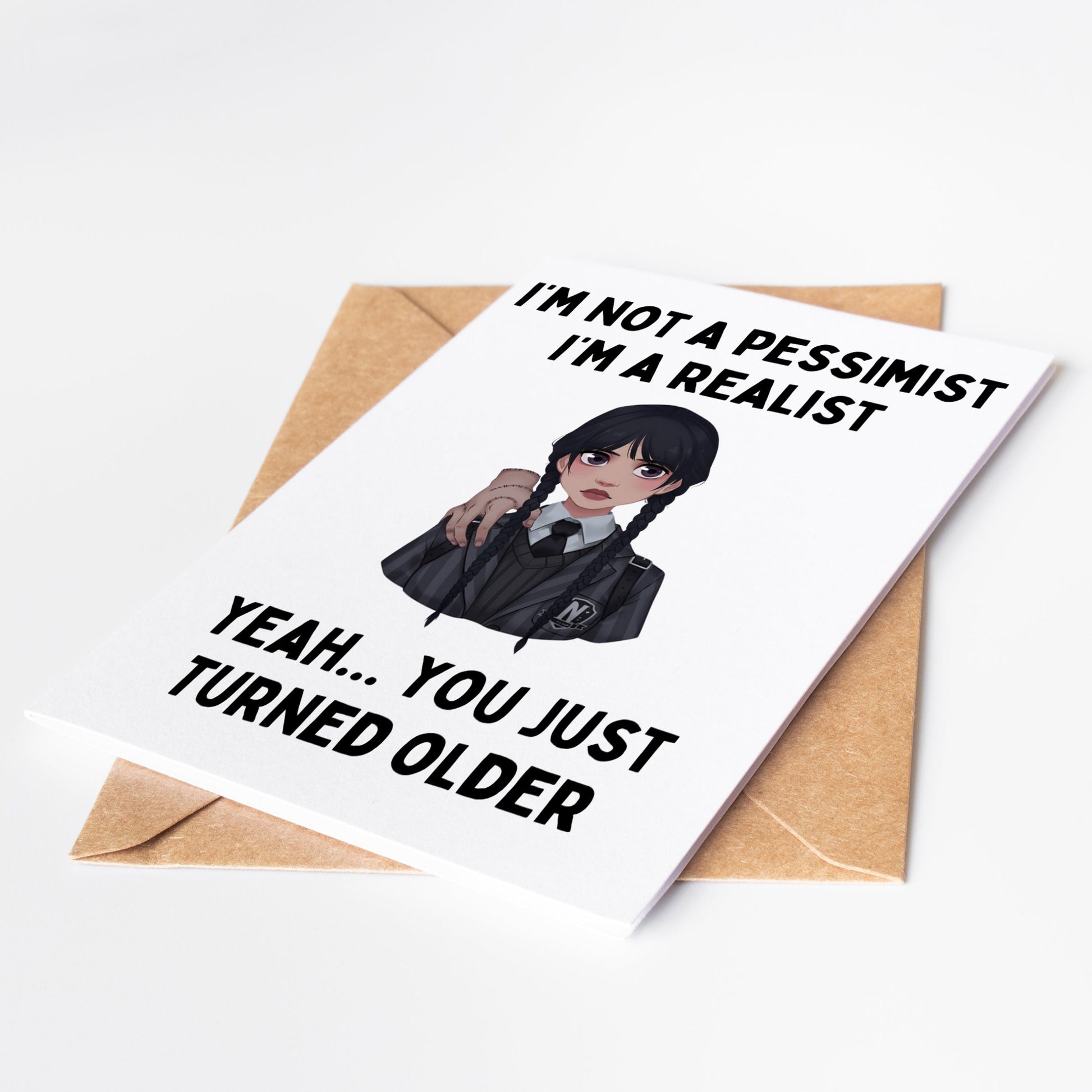 Celebrate a special occasion with our Wednesday Addams Birthday Card! Featuring the iconic character, this card is perfect for fans of the Addams Family. Show your loved one how unique and special they are with this one-of-a-kind birthday card. Make their day extra special with Wednesday Addams!