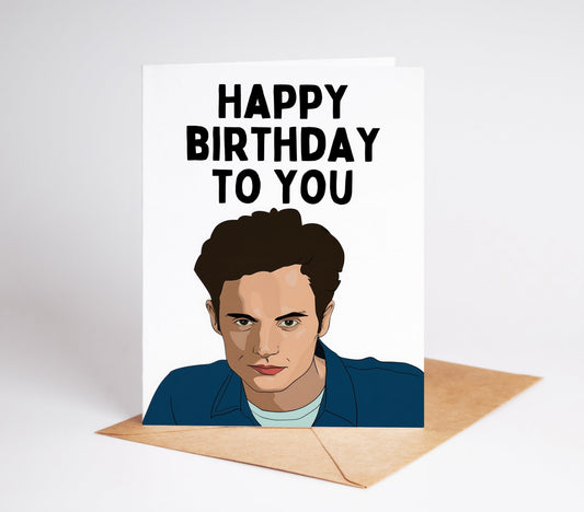 Celebrate your loved one's special day with our You TV Show Birthday Card! Featuring iconic characters and scenes from their favorite show, this card is sure to bring a smile to their face. Show them how much you care with this unique and thoughtful card.